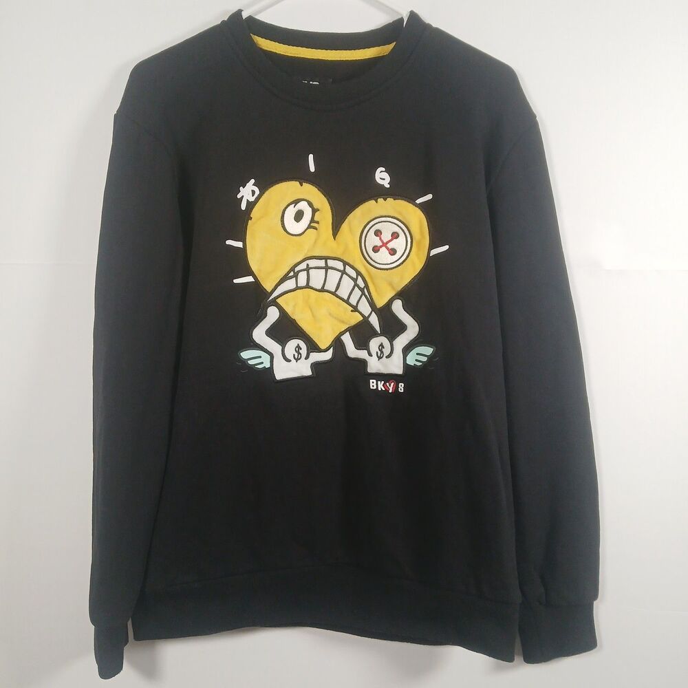 BKYS Black Keys Sweatshirt M Unisex 3D Heart Face Graphic Streetwear Y2K GUC